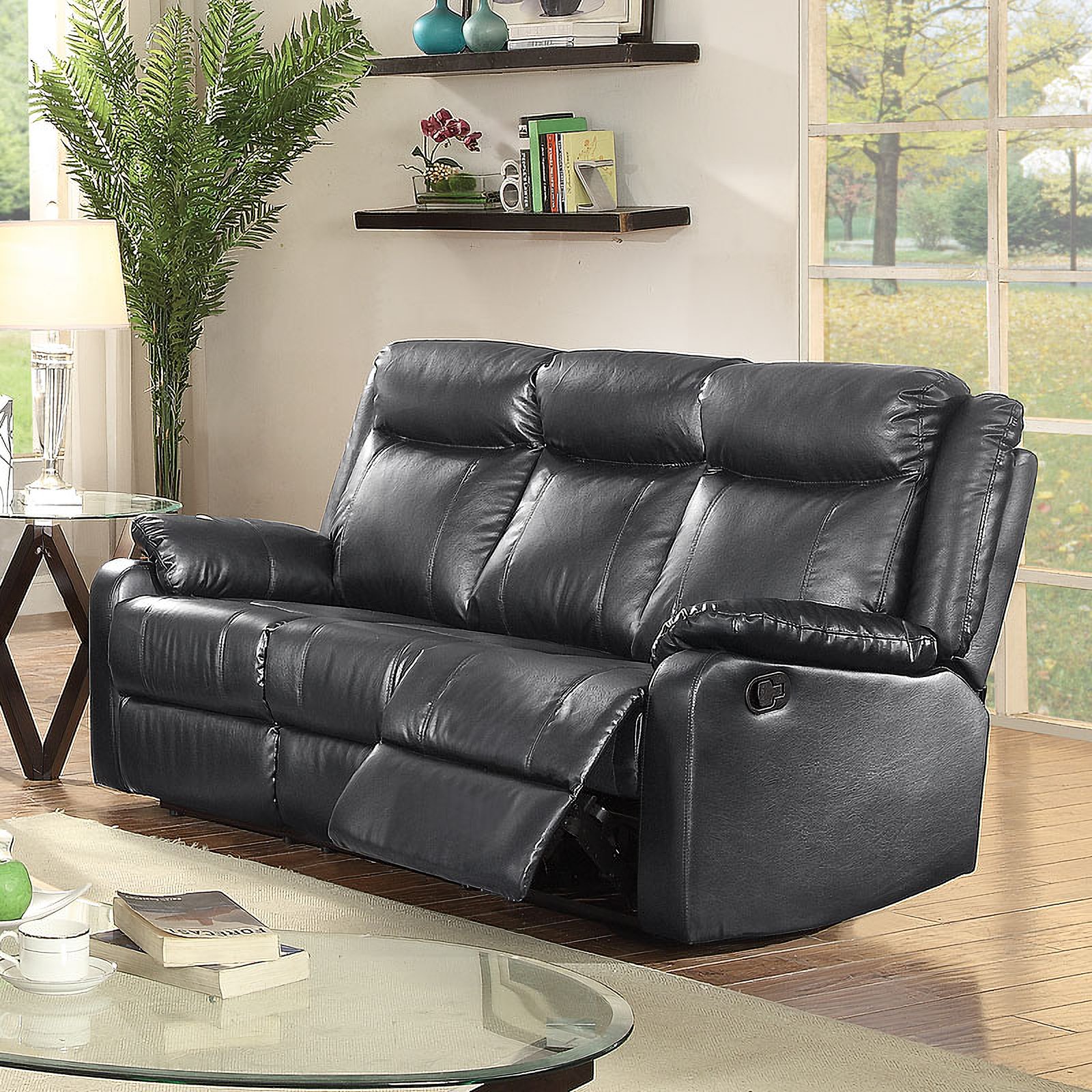 Black double online recliner