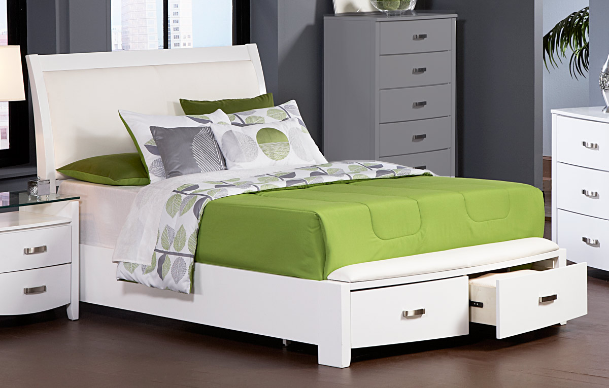 Lyric White Queen Sleigh Storage Bed 1stopbedrooms