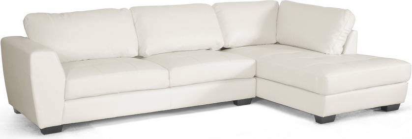 Baxton Studio Orland White Leather, White Leather Sofa With Chaise