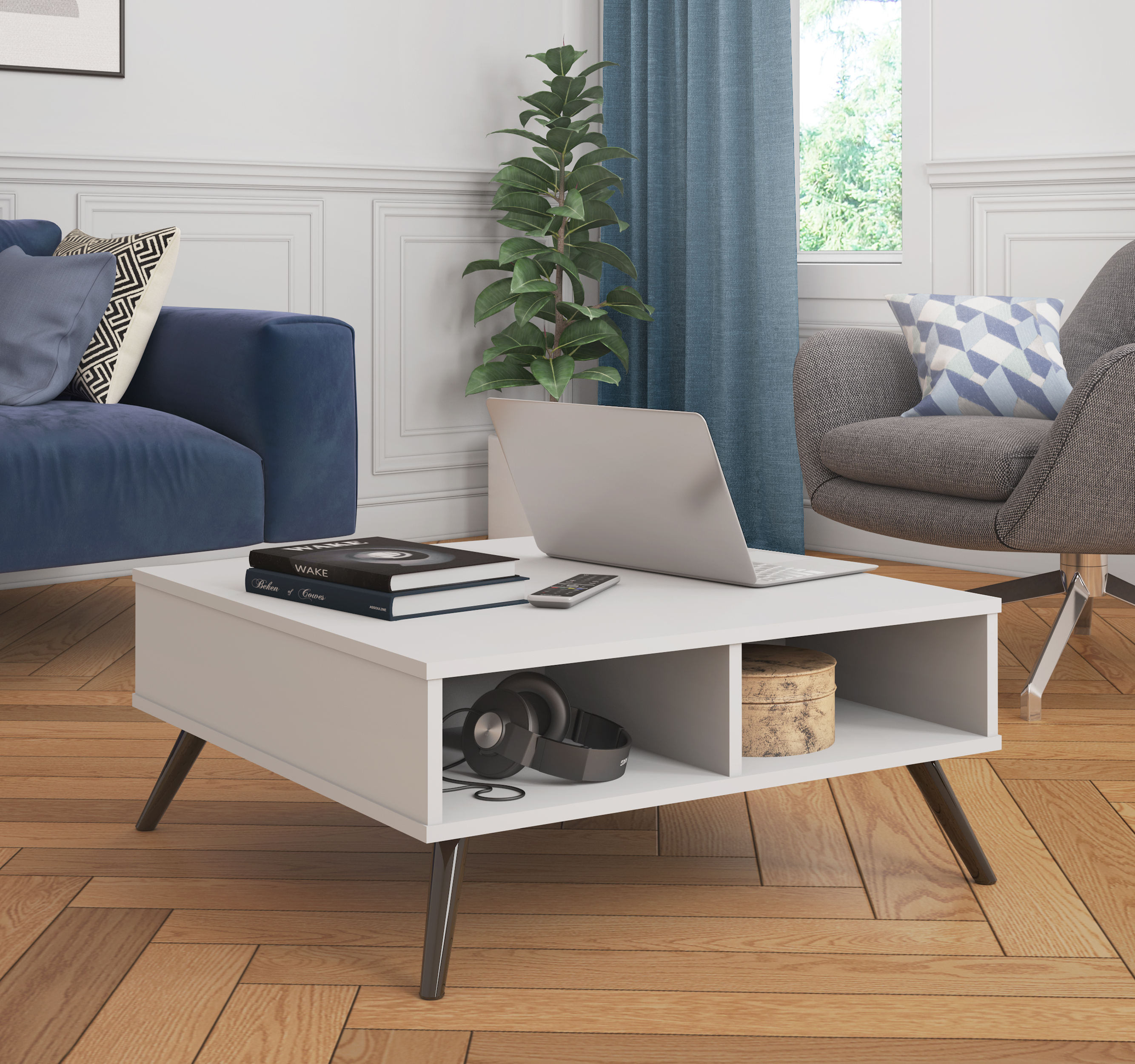 Bestar Bestar Small Space Krom 29 5" Storage Coffee Table In White Small Space Collection