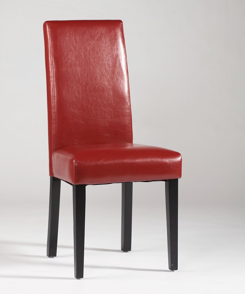 Straight Back Parsons Chair Red, Red Leather Parsons Chair