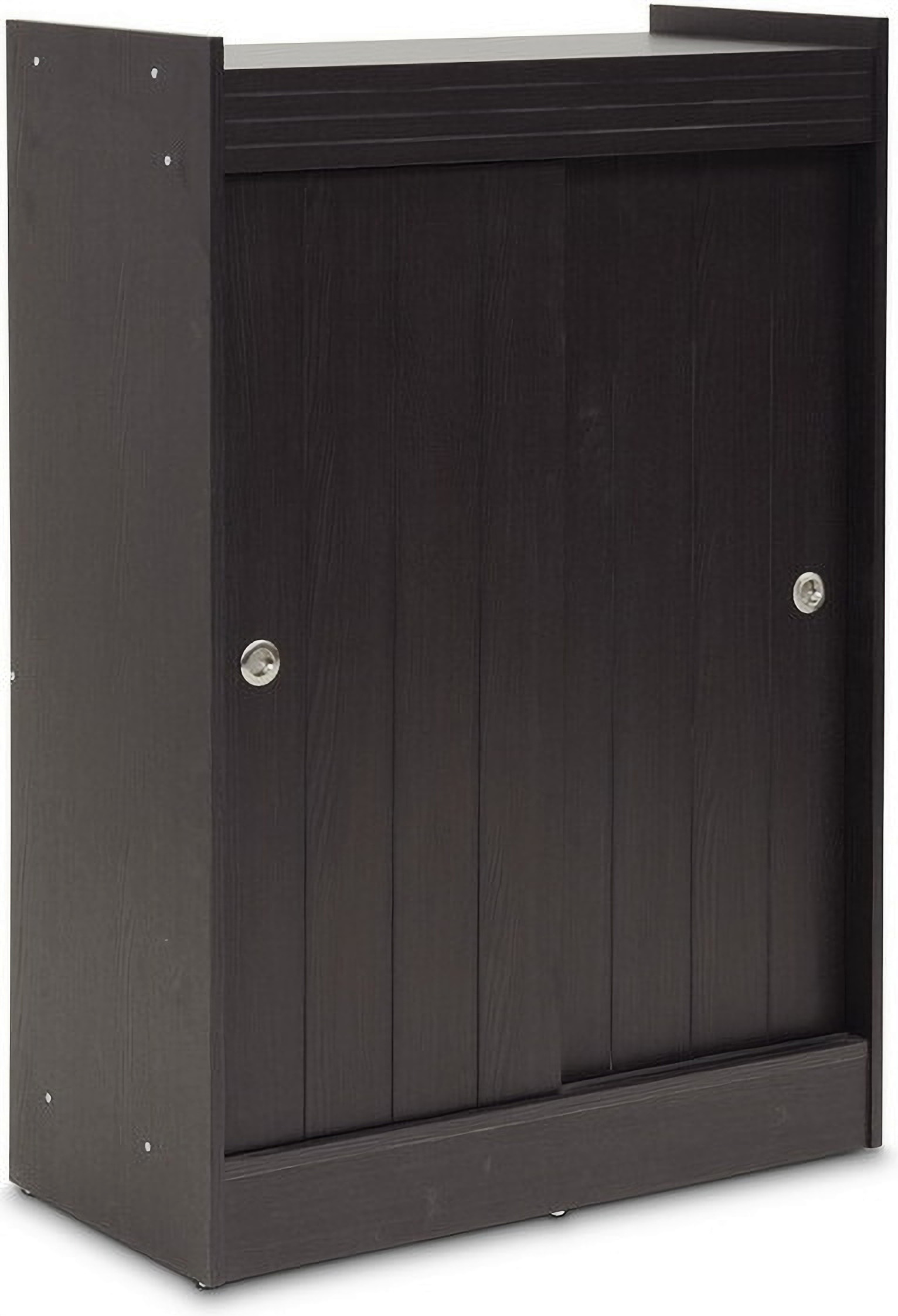 Modern Shoe Cabinet Gray & Black Shoe Organizer with Doors Shelves