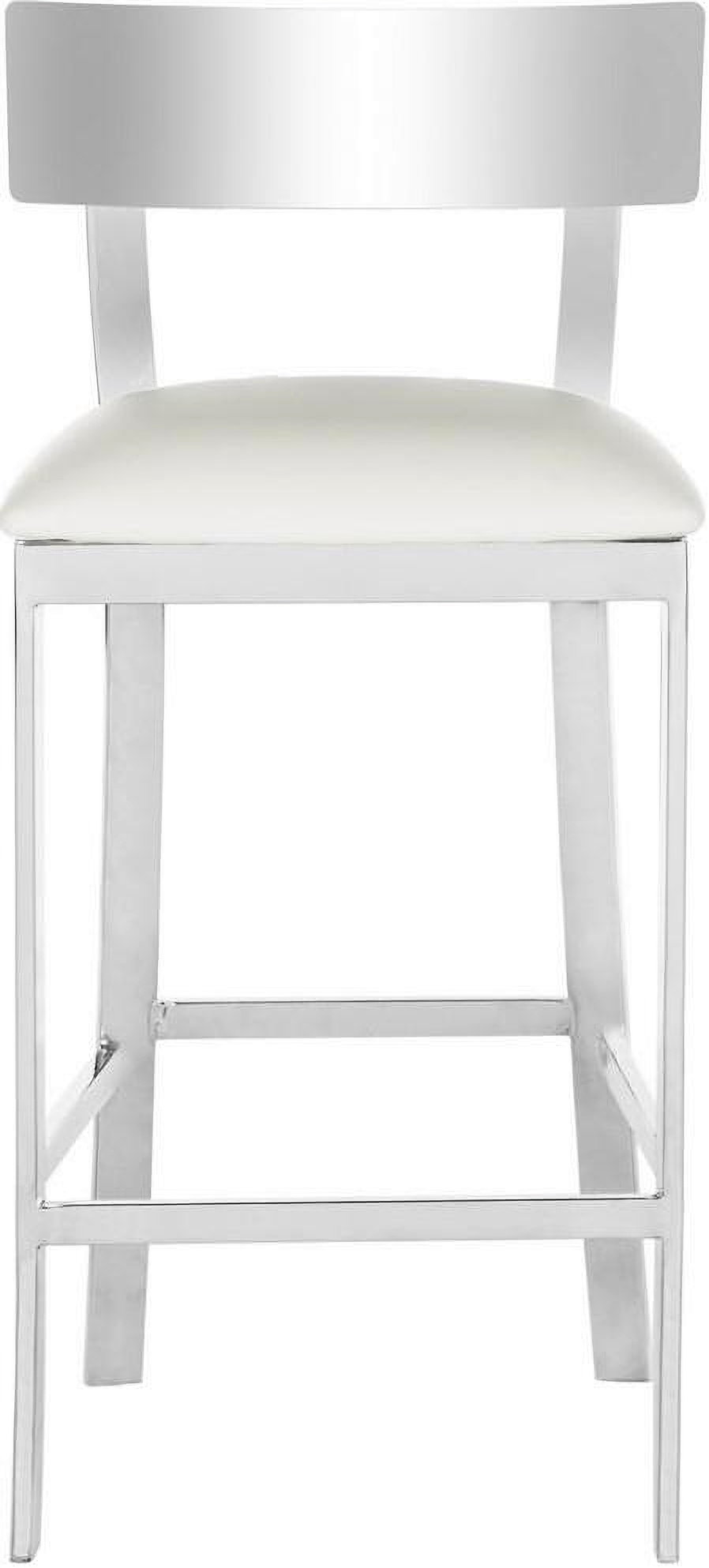 Abby White and Chrome 35 Inch Stainless Steel Counter Stool