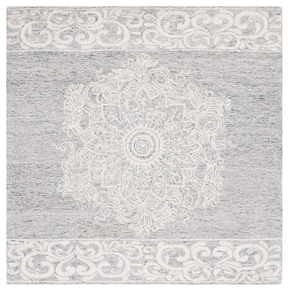 Abstract 6' x 6' Square Area Rug In Ivory and Light Grey by Safavieh ...