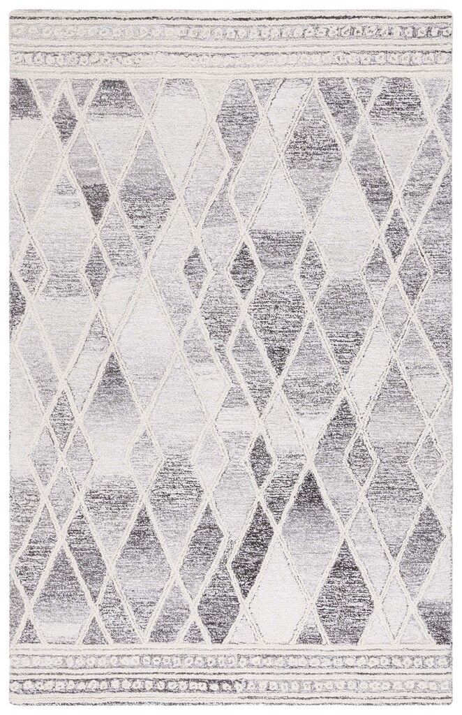 Abstract Geometric 3' x 5' Area Rug In Ivory and Grey by Safavieh ...