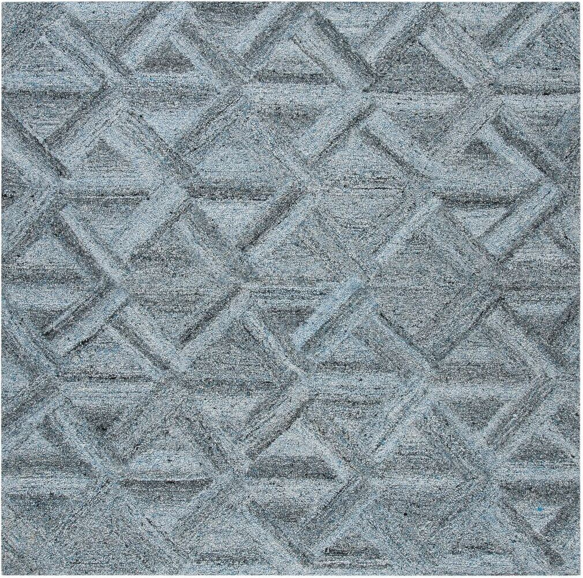 Abstract Hand Tufted Blue and Black 6' x 6' Square Rugs ABT607M-6SQ by ...