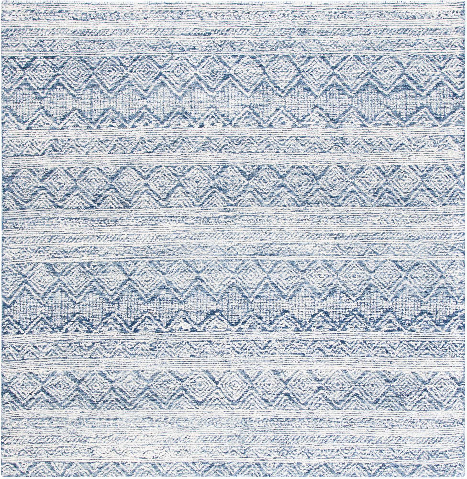 Abstract Hand Tufted Blue and Ivory 6' x 6' Square Rugs ABT343N-6SQ by ...