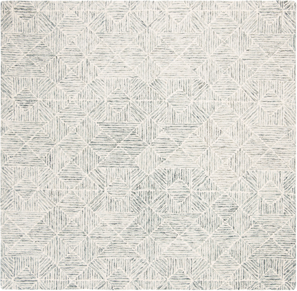 Abstract Hand Tufted Green and Ivory 4' x 4' Square Rugs by Safavieh ...