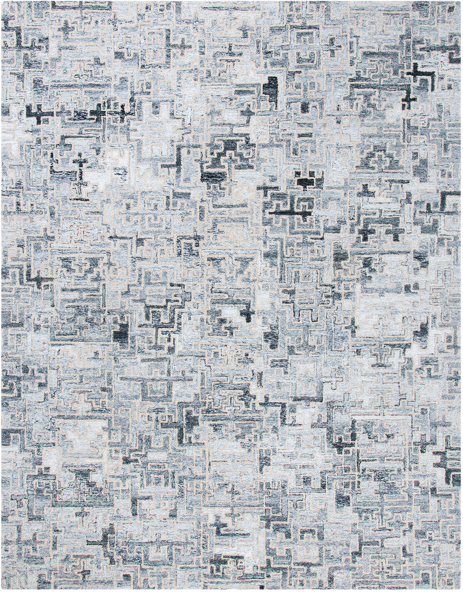 Abstract Hand Tufted Ivory and Black 10' x 14' Large Rectangle Rugs ...