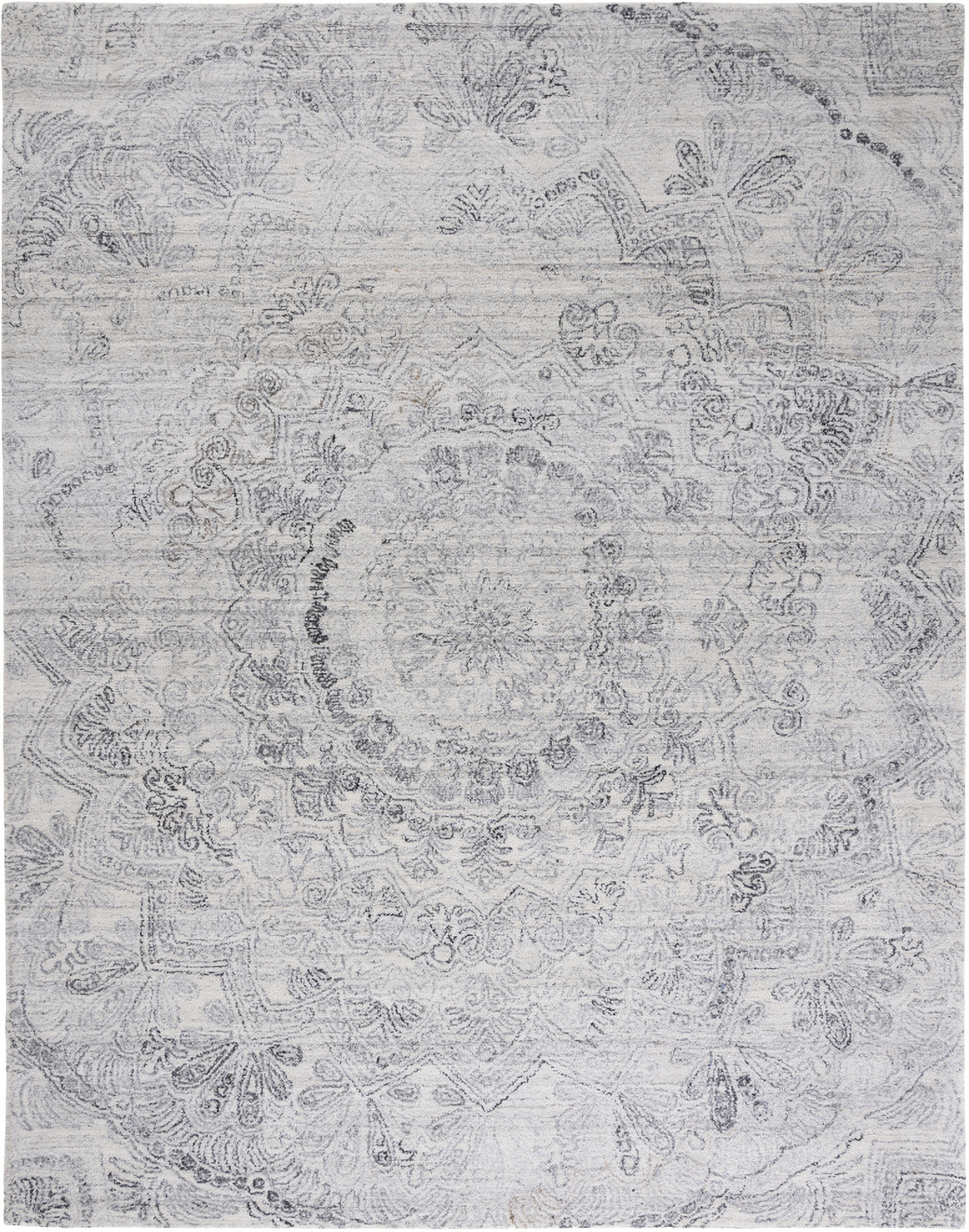 Abstract Hand Tufted Ivory and Black 8' x 10' Large Rectangle Rugs ...