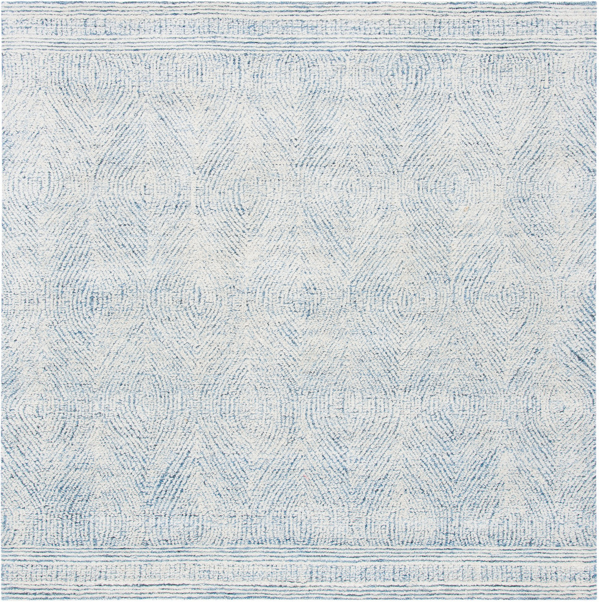 Abstract Hand Tufted Ivory and Blue 4' x 4' Square Rugs ABT340M-4SQ by ...