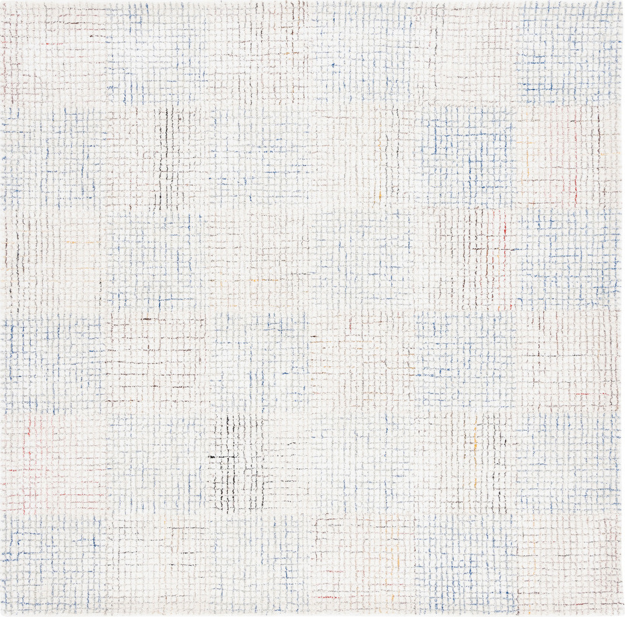 Abstract Hand Tufted Ivory and Blue 6' x 6' Square Rugs ABT476M-6SQ by ...
