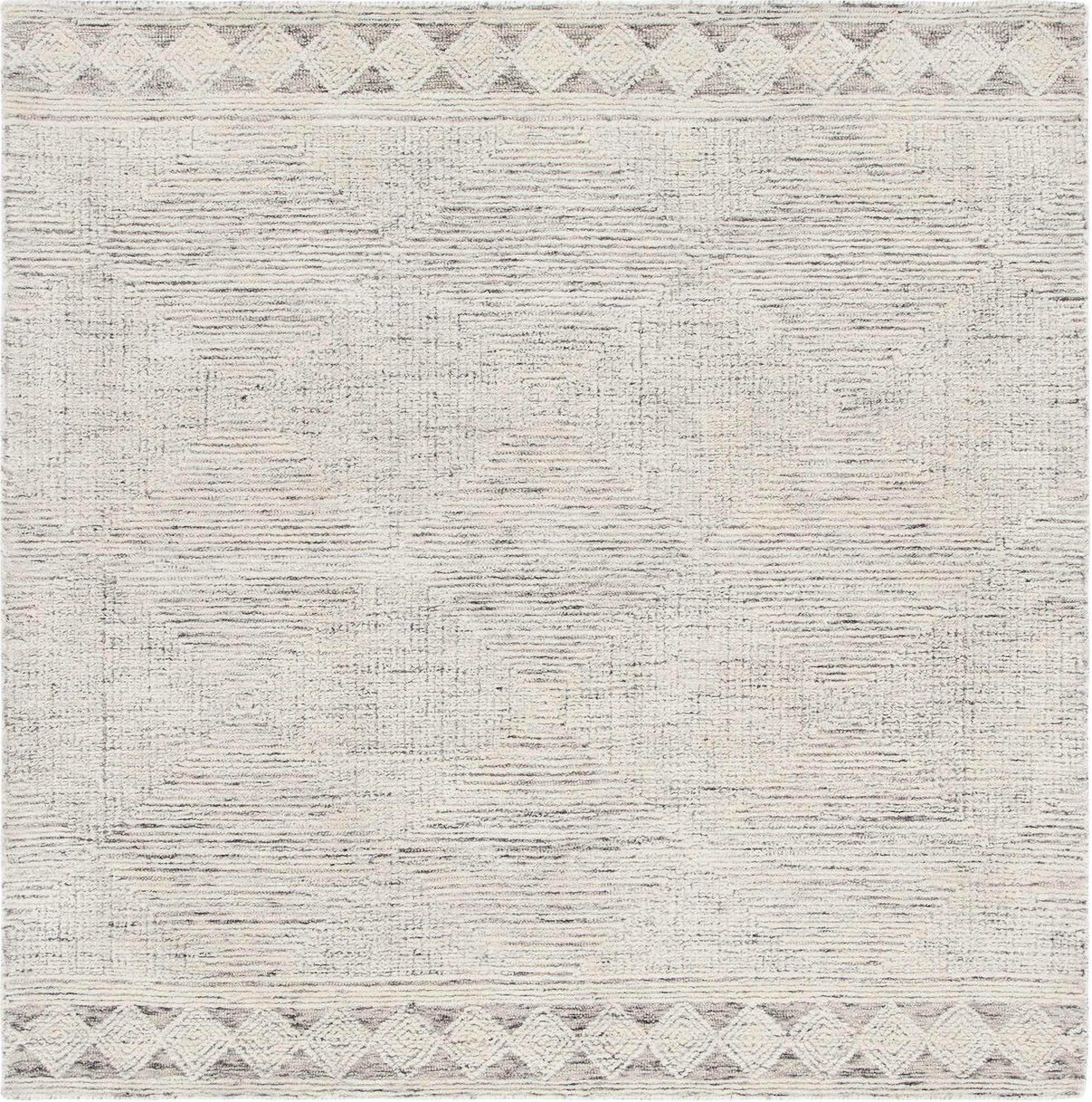 Abstract Hand Tufted Ivory and Grey 4' x 4' Square Rugs ABT349F-4SQ by ...