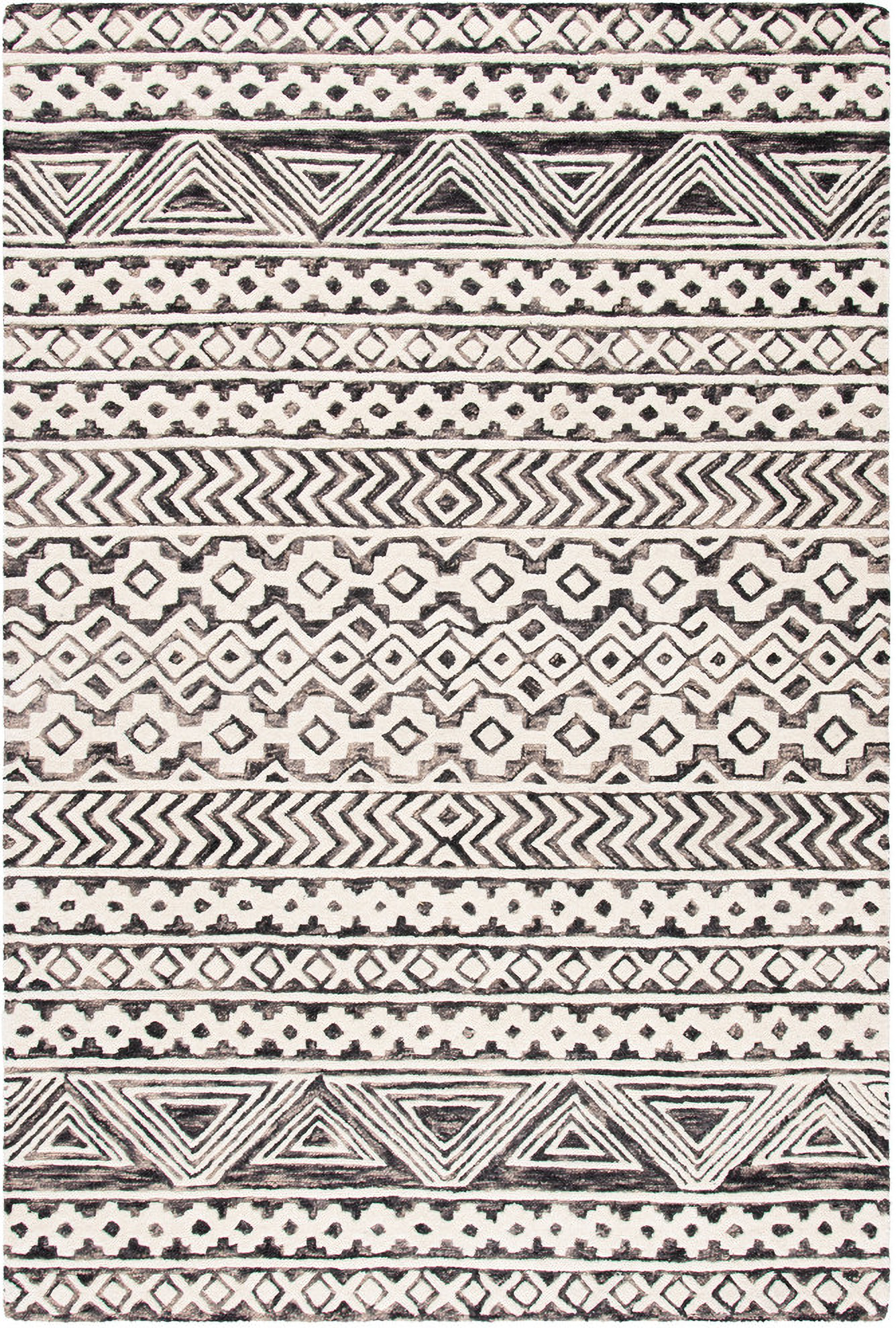 Abstract Hand Tufted Ivory and Grey 6' x 6' Square Rugs ABT259F-6SQ by ...