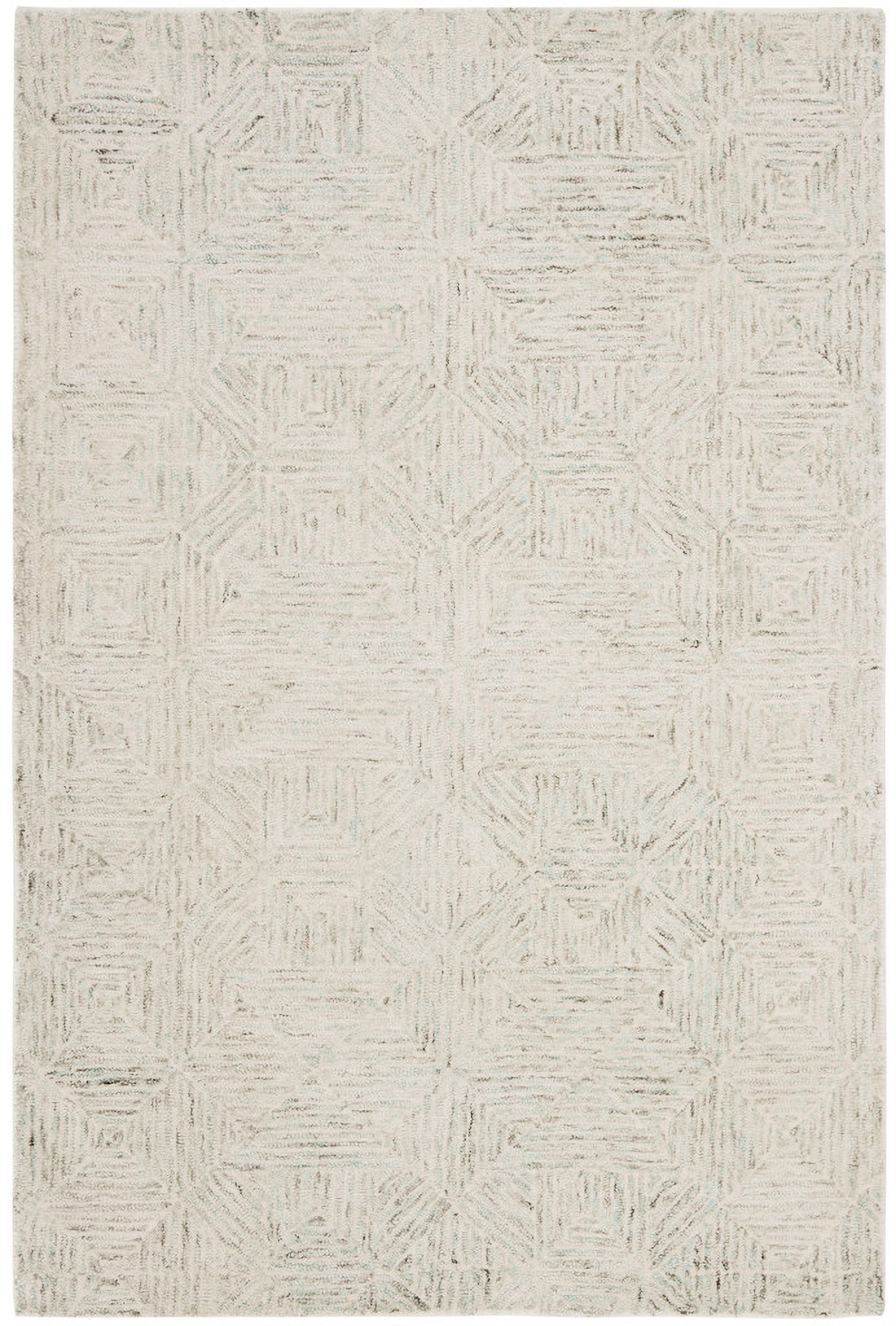 Abstract Hand Tufted Ivory and Light Blue 3' x 5' Small Rectangle Rugs ...