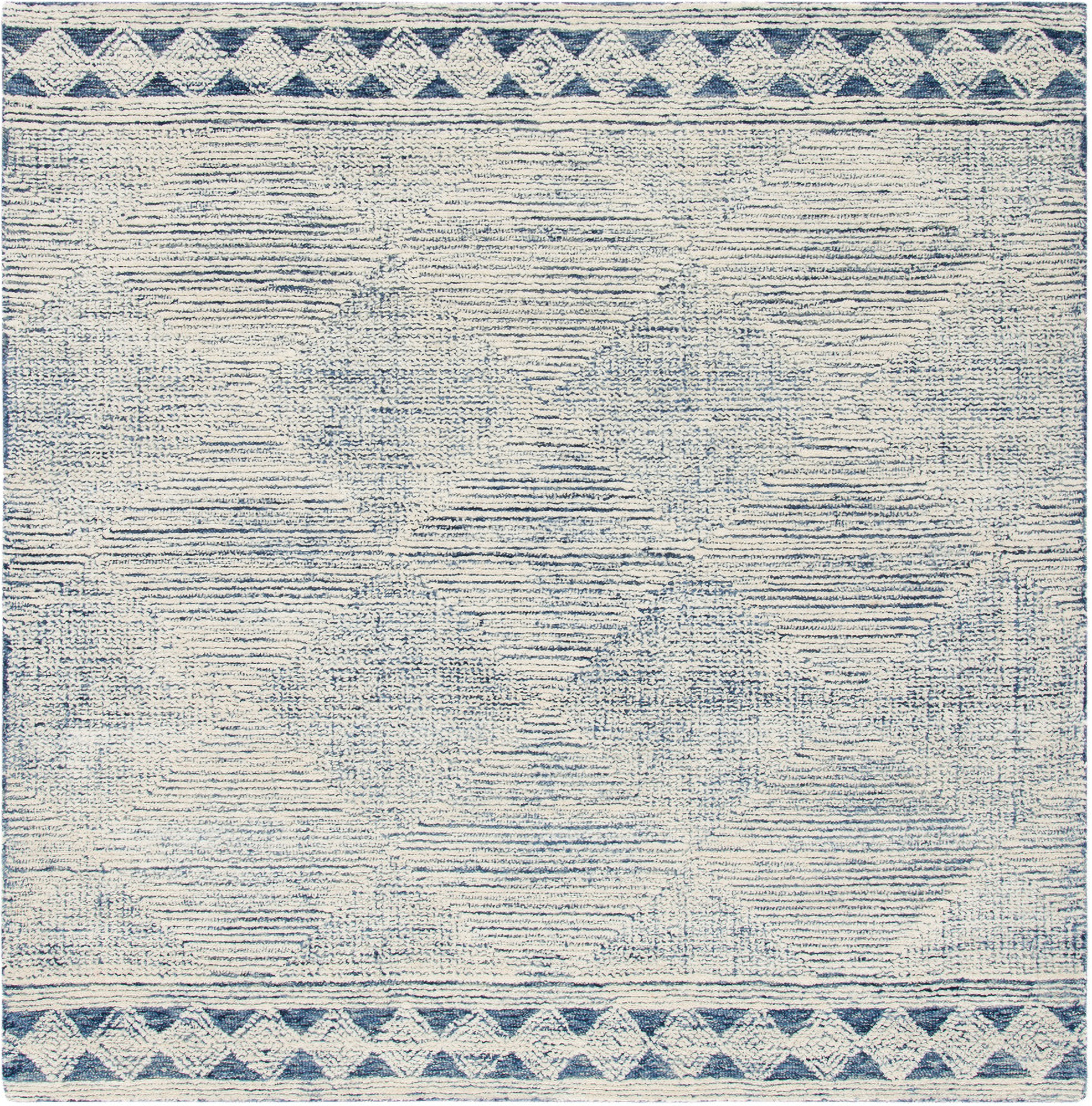 Abstract Hand Tufted Ivory and Navy 4' x 4' Square Rugs by Safavieh ...