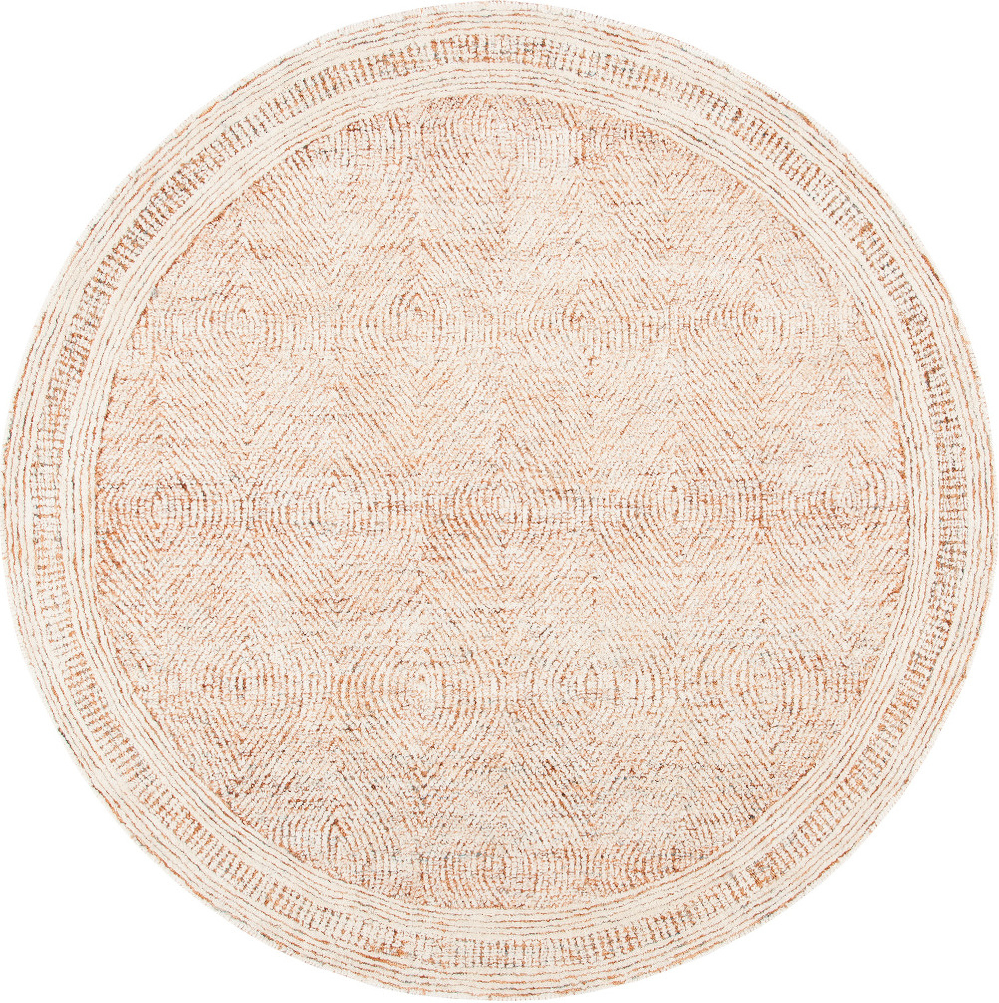 Abstract Hand Tufted Ivory and Rust 8' x 8' Round Rugs by Safavieh ...