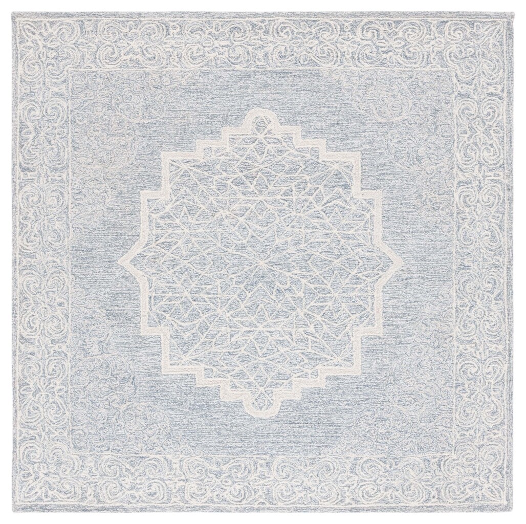 Abstract Oriental 6' x 6' Square Area Rug In Ivory and Blue by Safavieh ...