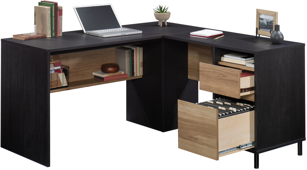 Sauder - Cottage Road L Desk - Raven Oak