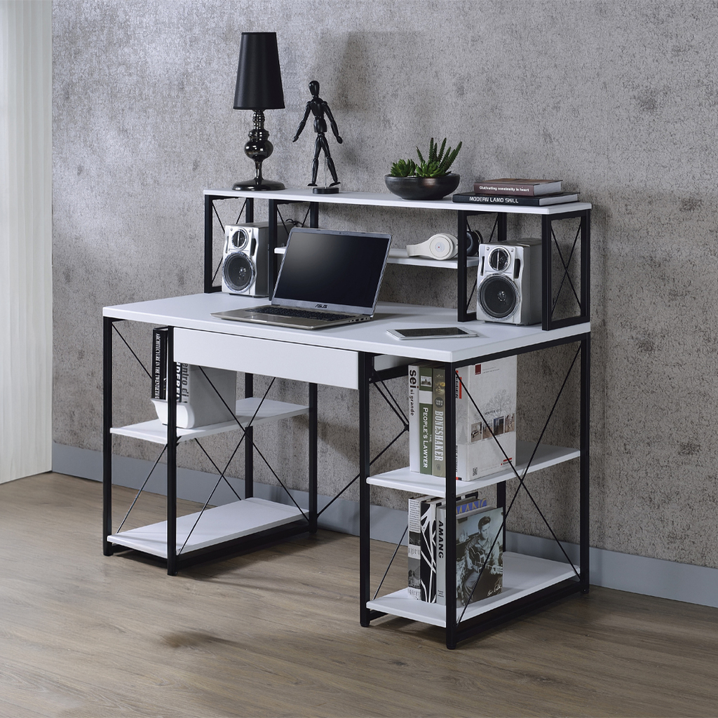 Acme Amiel Music Recording Studio Desk In White And Black