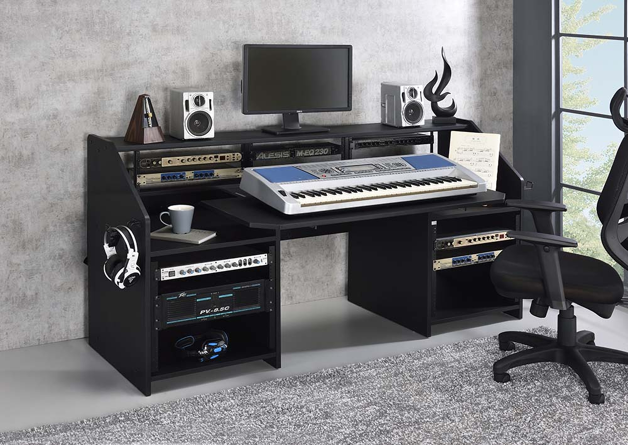 パソコンデスク ACME Furniture / BELLS ATELIER TABLE Annette 71 Inch Music Desk In Black Finish by ACME | 1StopBedrooms
