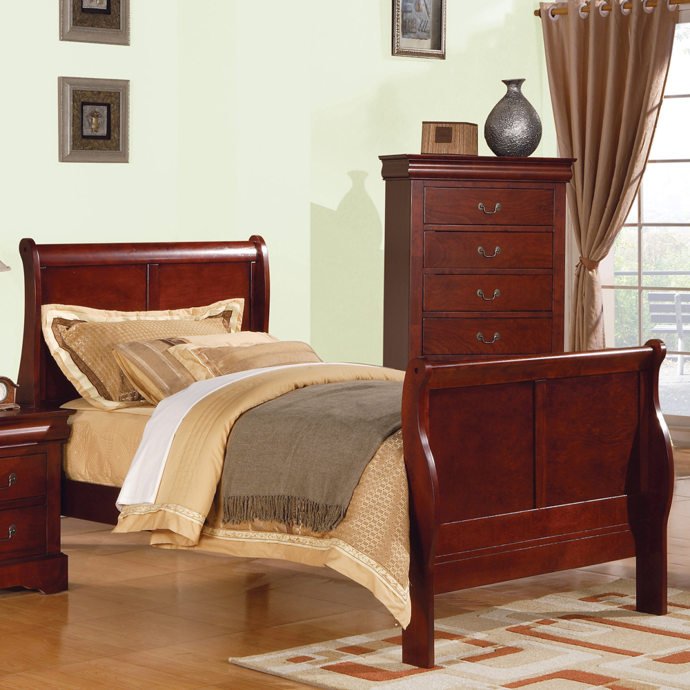 ACME Louis Philippe III Queen Bed with Storage in Cherry, Multiple