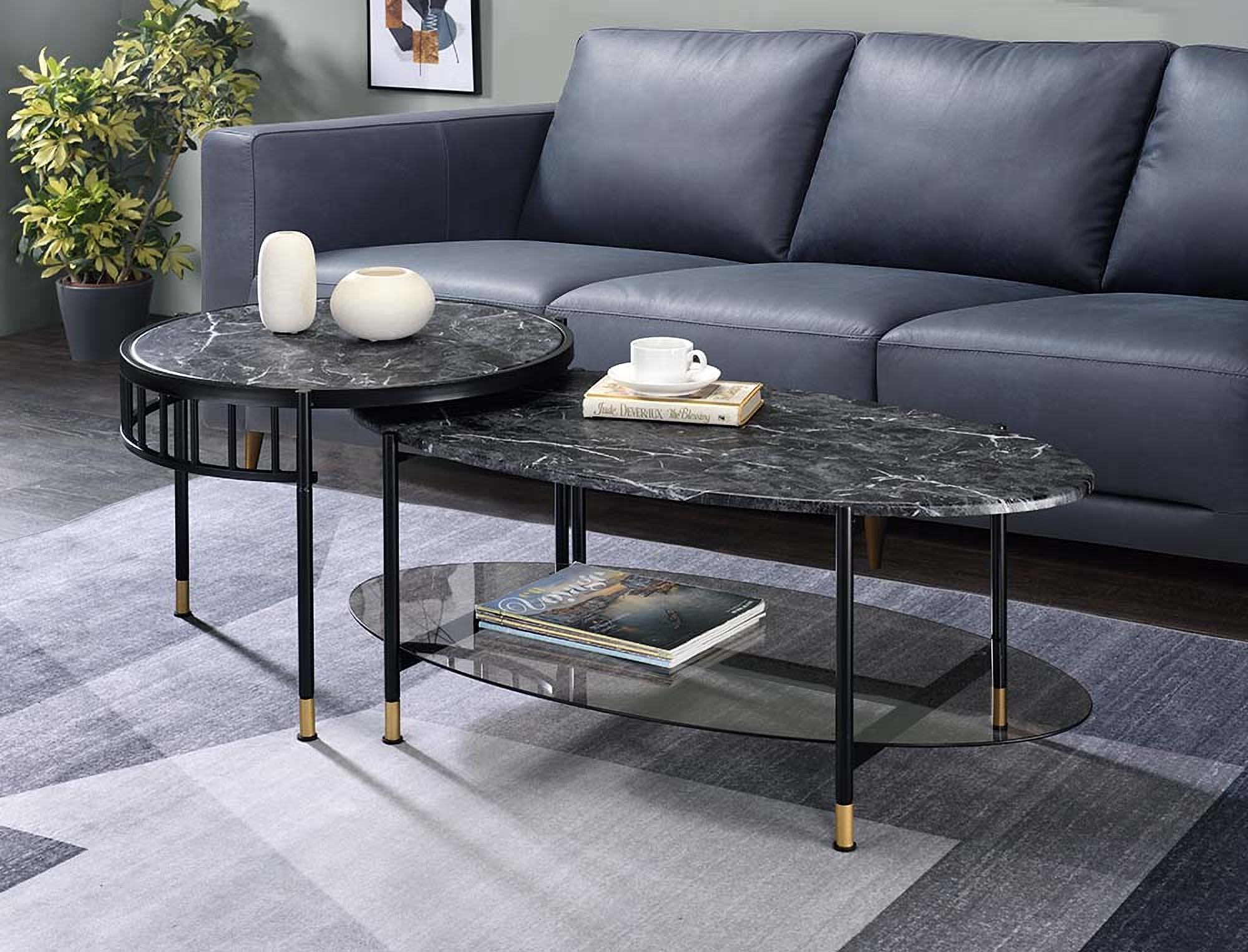 Nesting marble cheap coffee table set