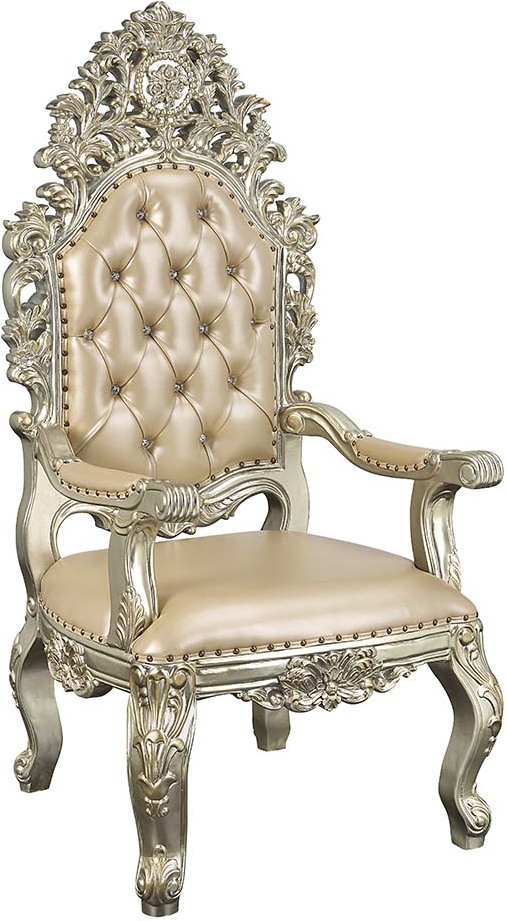 Acme Valkyrie Side Chair Set Of 2 In Light Gold And Gray Finish