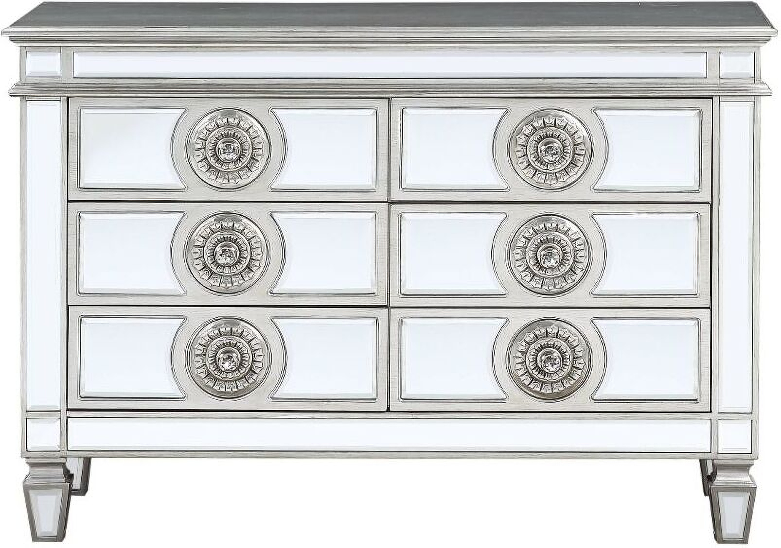 Varian 6 Drawer Server In Mirrored And Antique Platinum by ACME