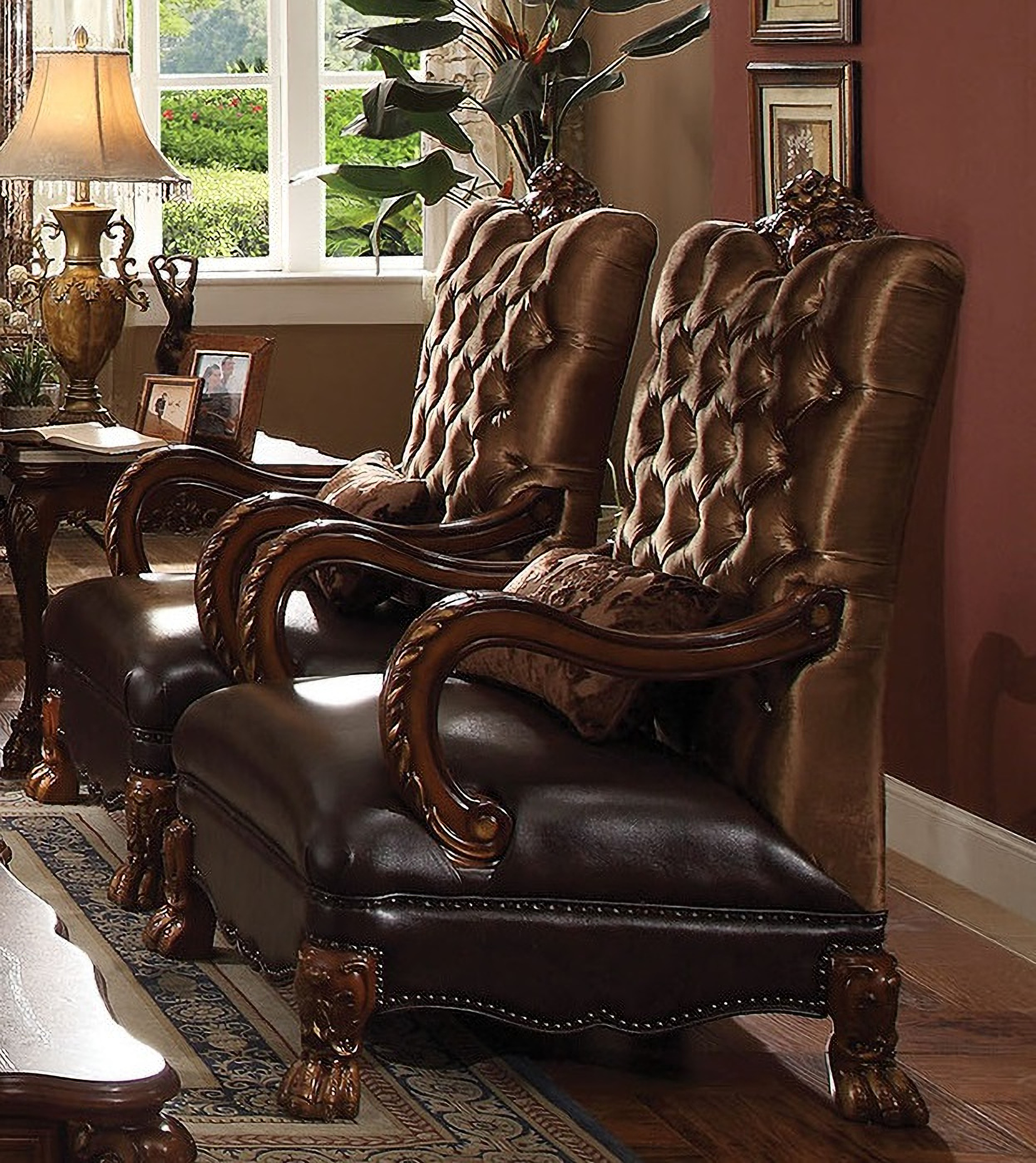 Dresden Living Room Chair in Golden Brown Velvet and Cherry Oak by