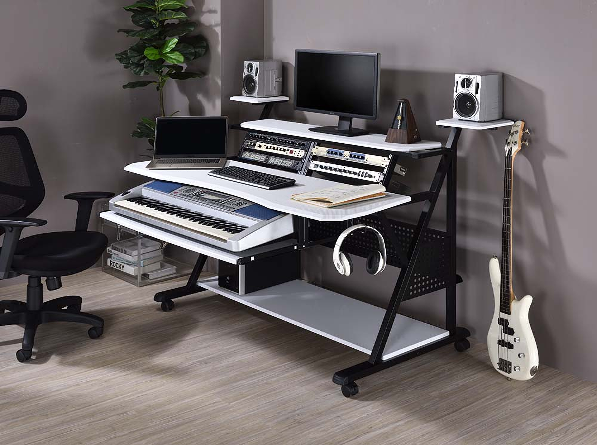 Acme willow music desk in white and black finish 1stopbedrooms