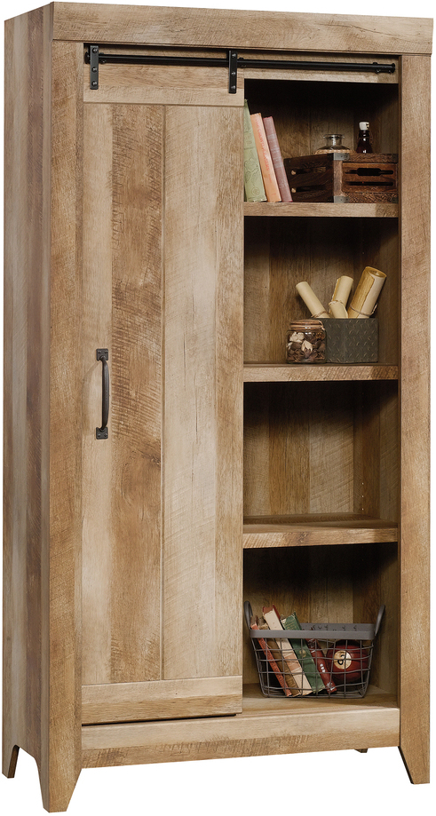 Sauder Adept Engineered Wood Narrow Storage Cabinet, 3 Adjustable Shelves,  Craftsman Oak