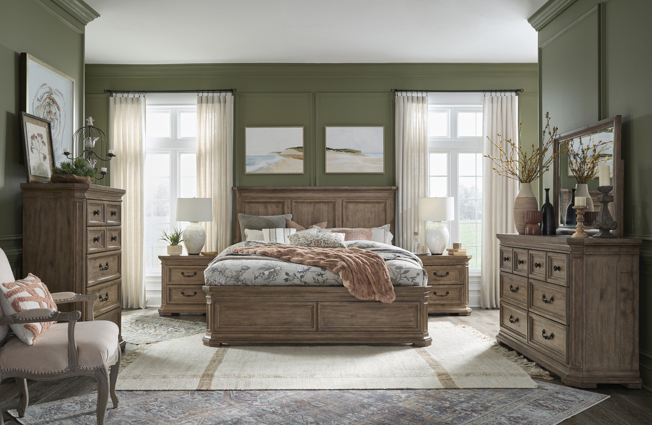 Adler Court Panel Bedroom Set In Florentine Walnut by Magnussen