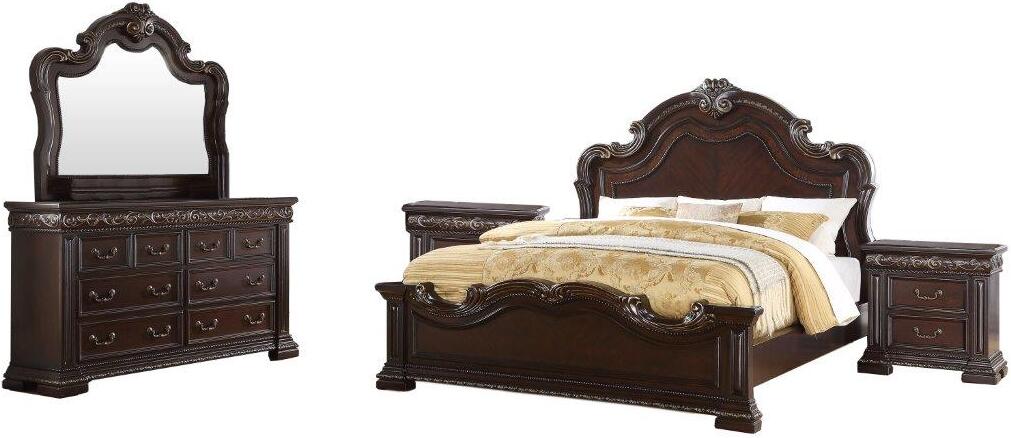 Montage Dark Cherry Wood Bedroom Set by Galaxy Furniture