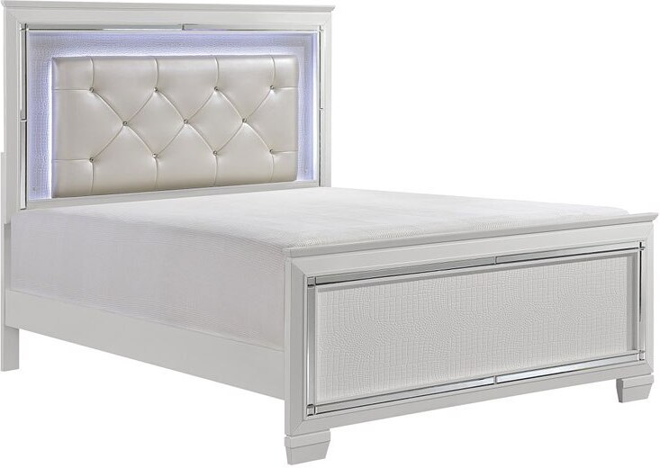Allura White King Panel Bed W Led, Led King Bed