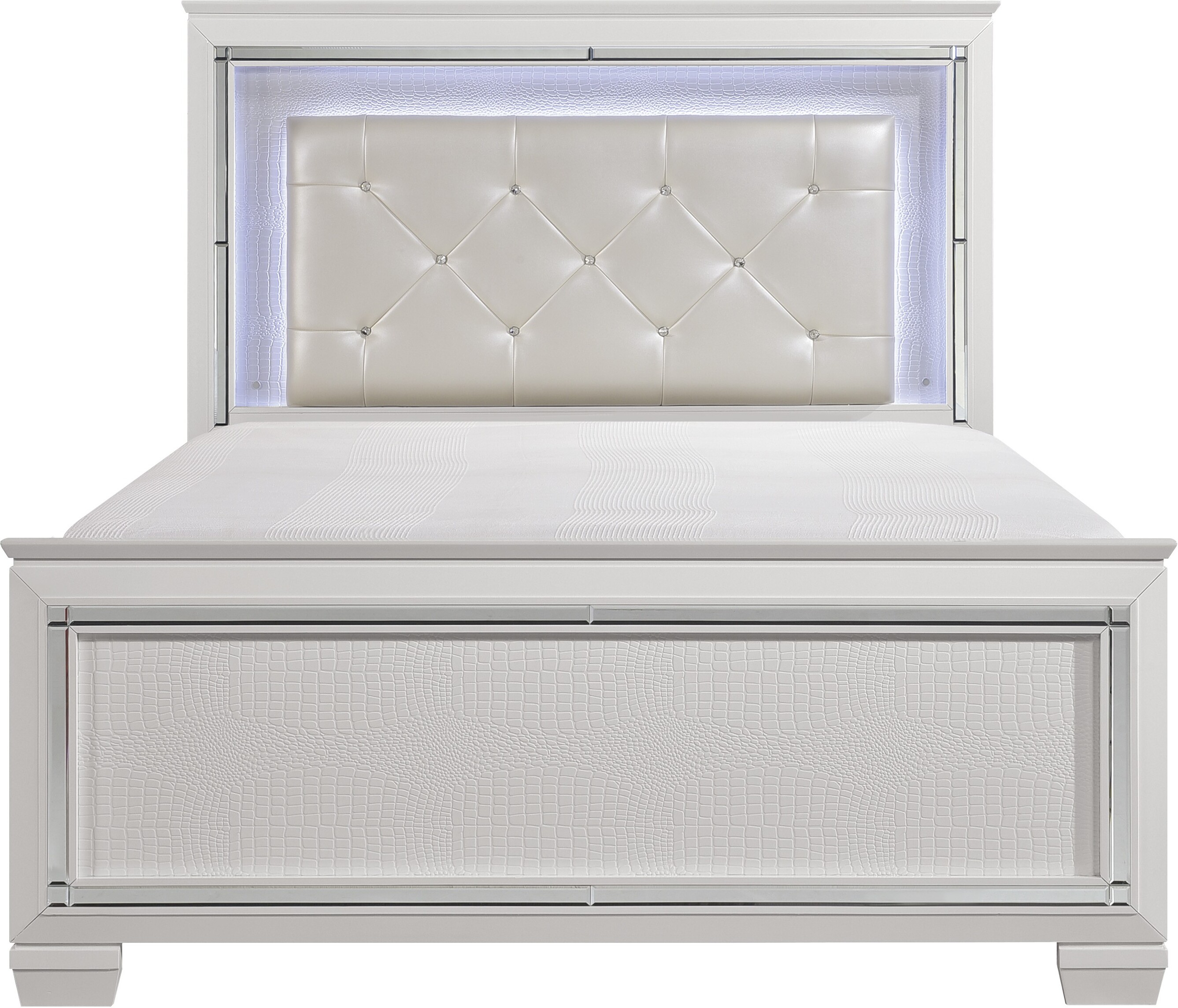 Allura White Queen Panel Bed w/Led Lighting by Homelegance 1StopBedrooms