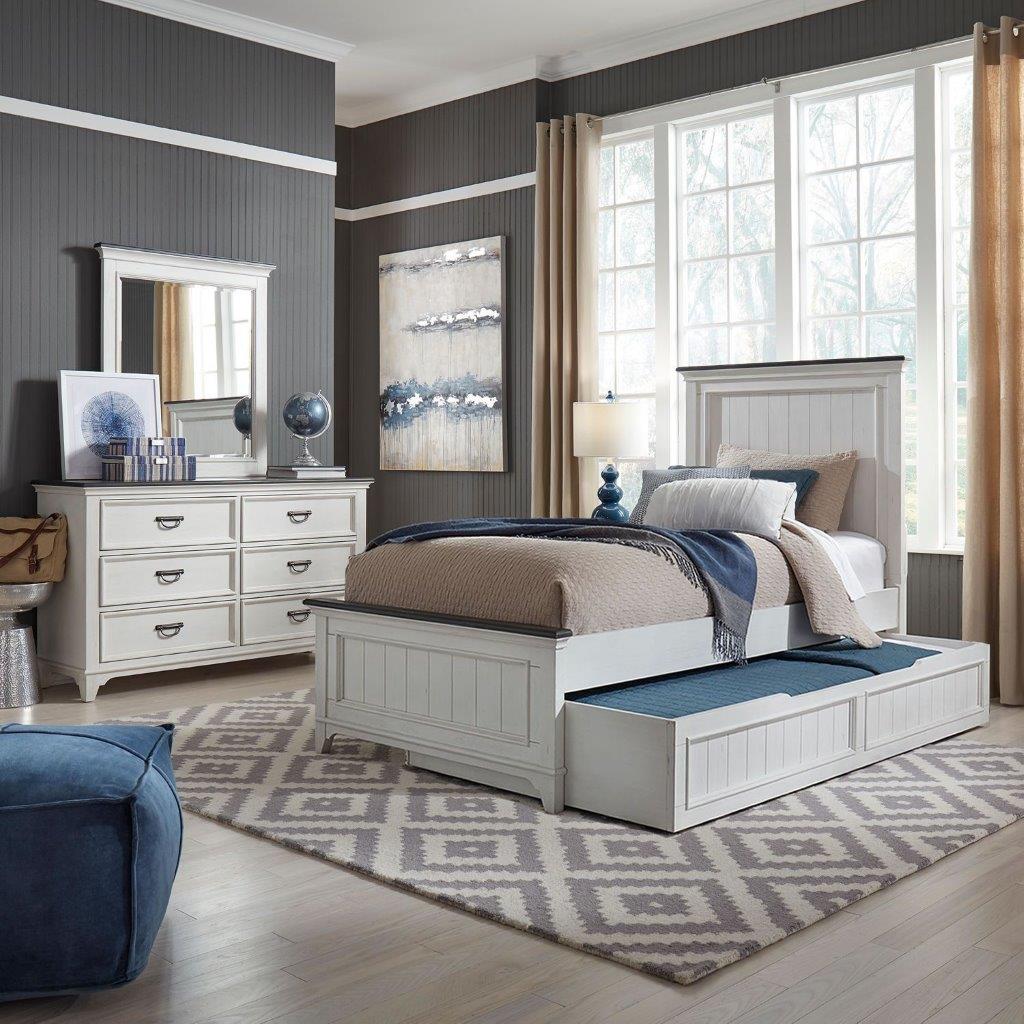 Allyson Park Wire Brushed White And Charcoal Youth Trundle Bedroom Set ...