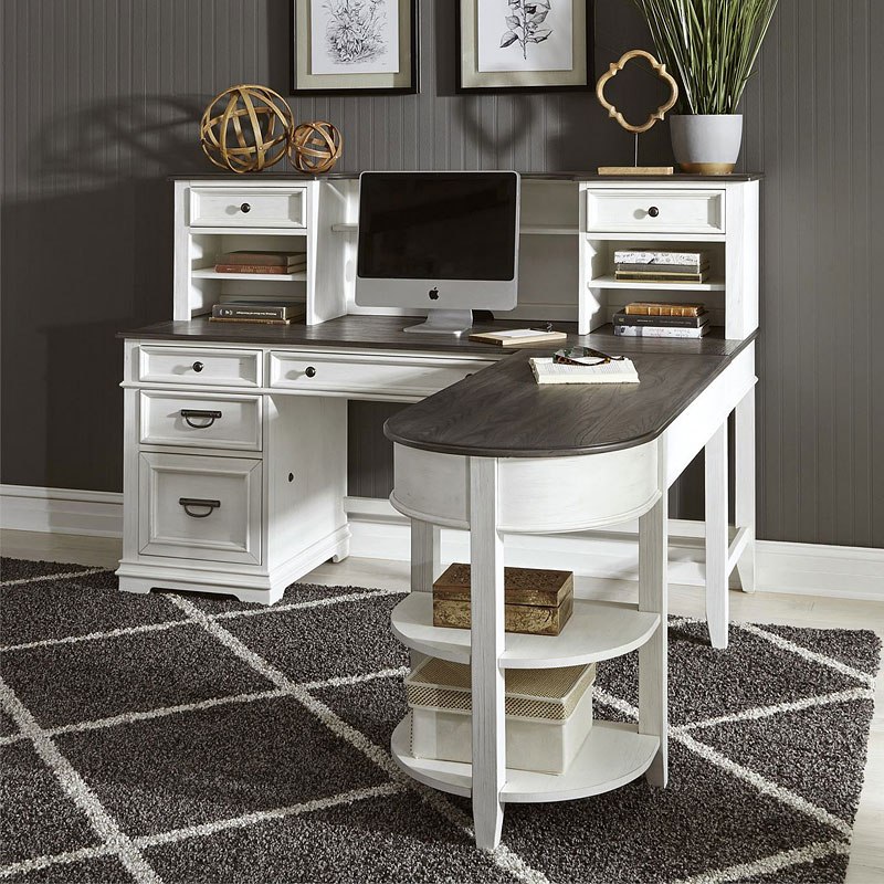 Allyson Park Wirebrushed White L Shaped Desk 1stopbedrooms