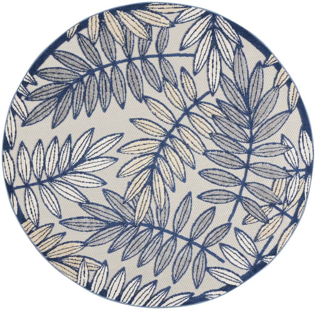 Aloha 4' x 4' Round Rug In Ivory and Navy by Nourison | 1StopBedrooms