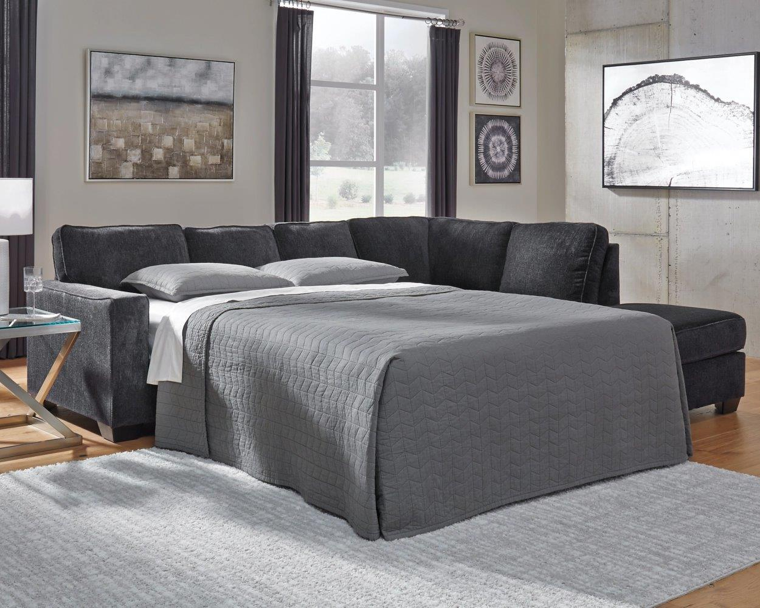 Altari 2Piece RAF Sleeper Sectional With Chaise In Slate by Ashley