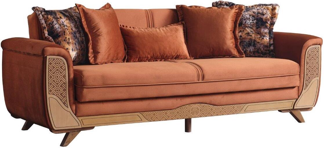 Alyans 3 Seat Sleeper Sofa In Orange By