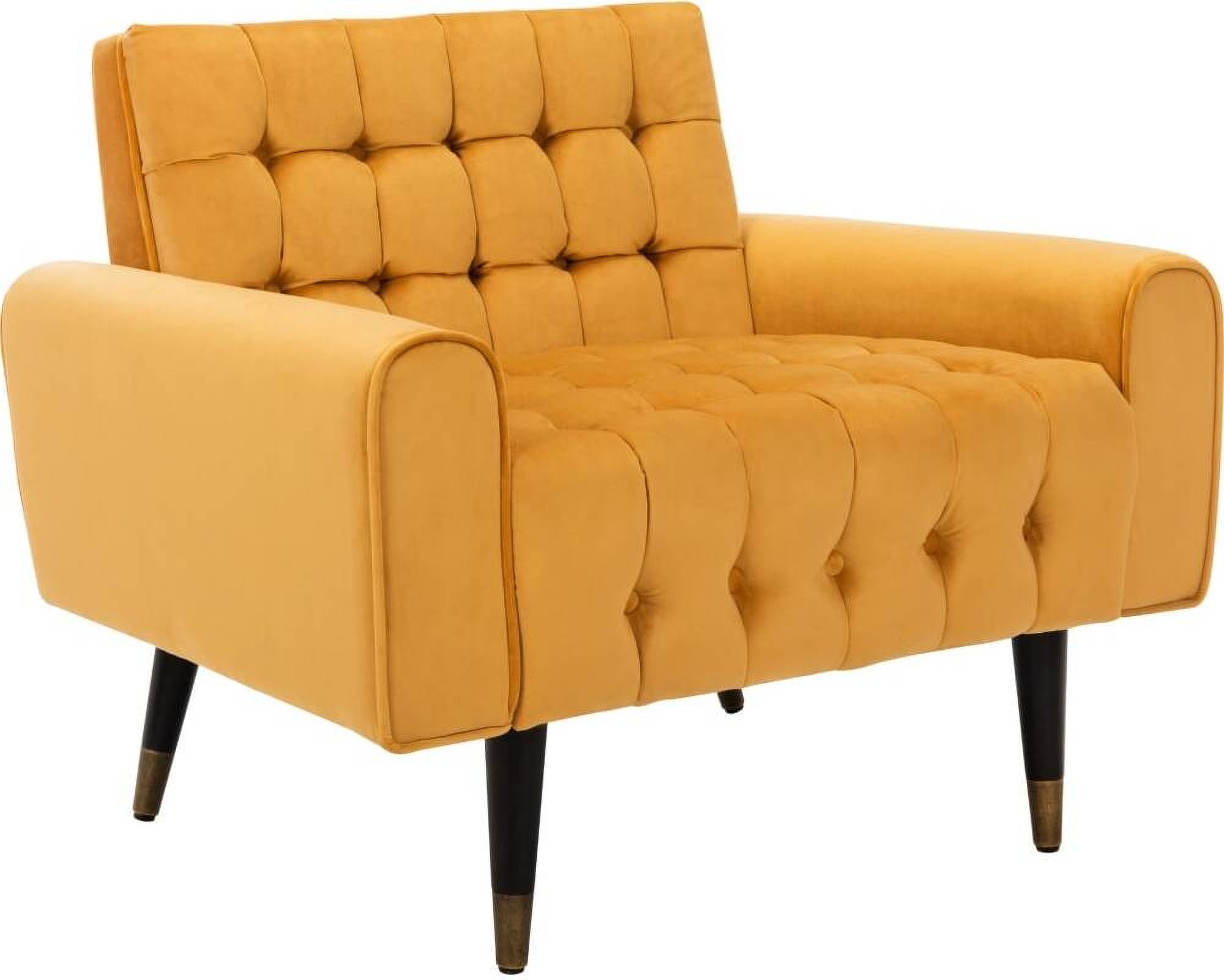 Amaris Marigold and Black and Brass Tufted Accent Chair by Safavieh ...