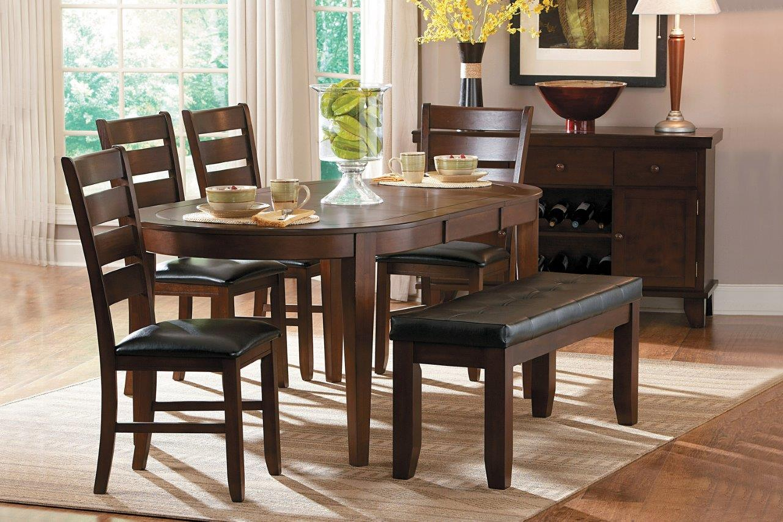 Ameillia Dark Oak Extendable Dining Room Set by Homelegance | 1StopBedrooms