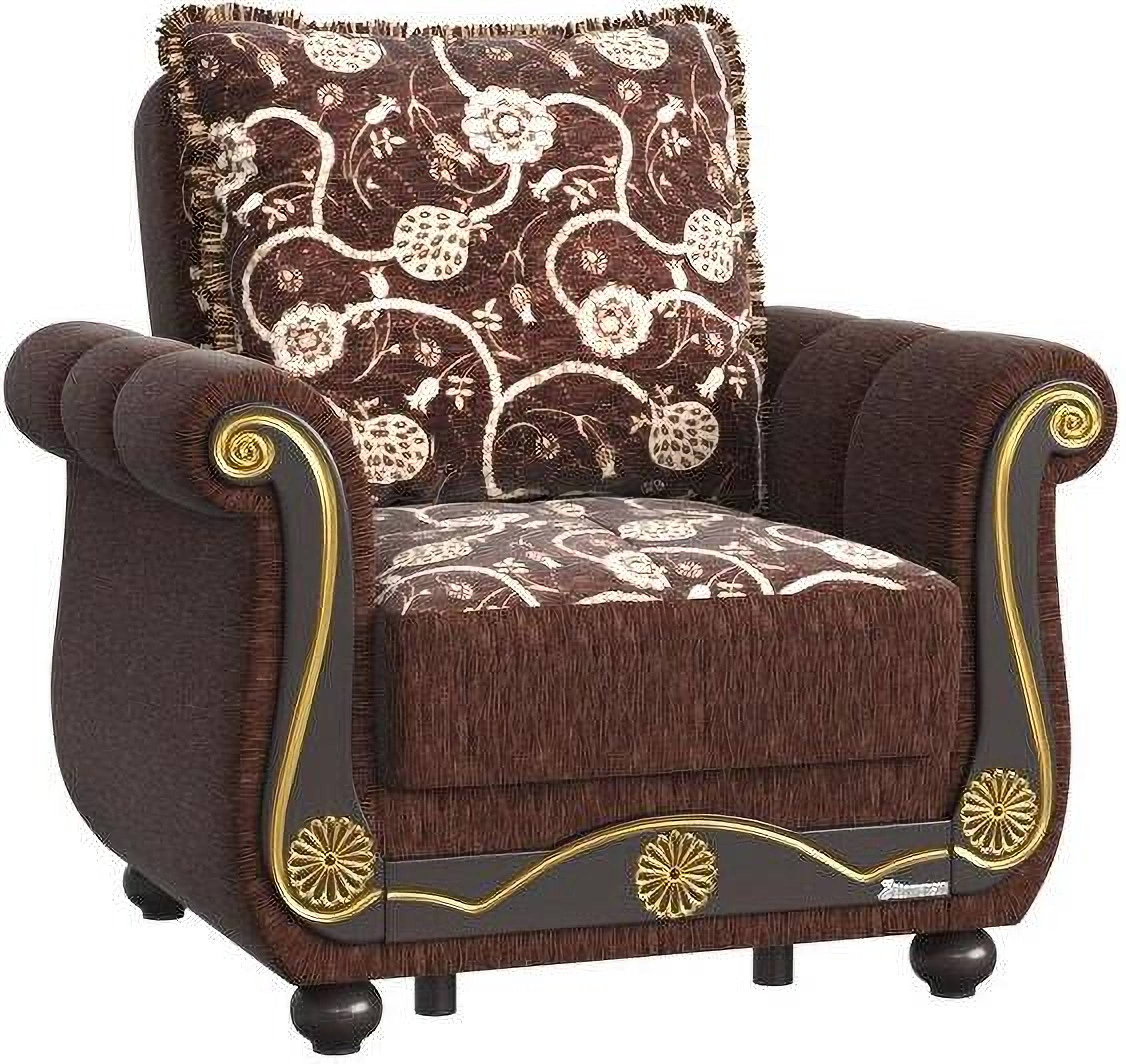Americana Upholstered Convertible Armchair with Storage In Brown