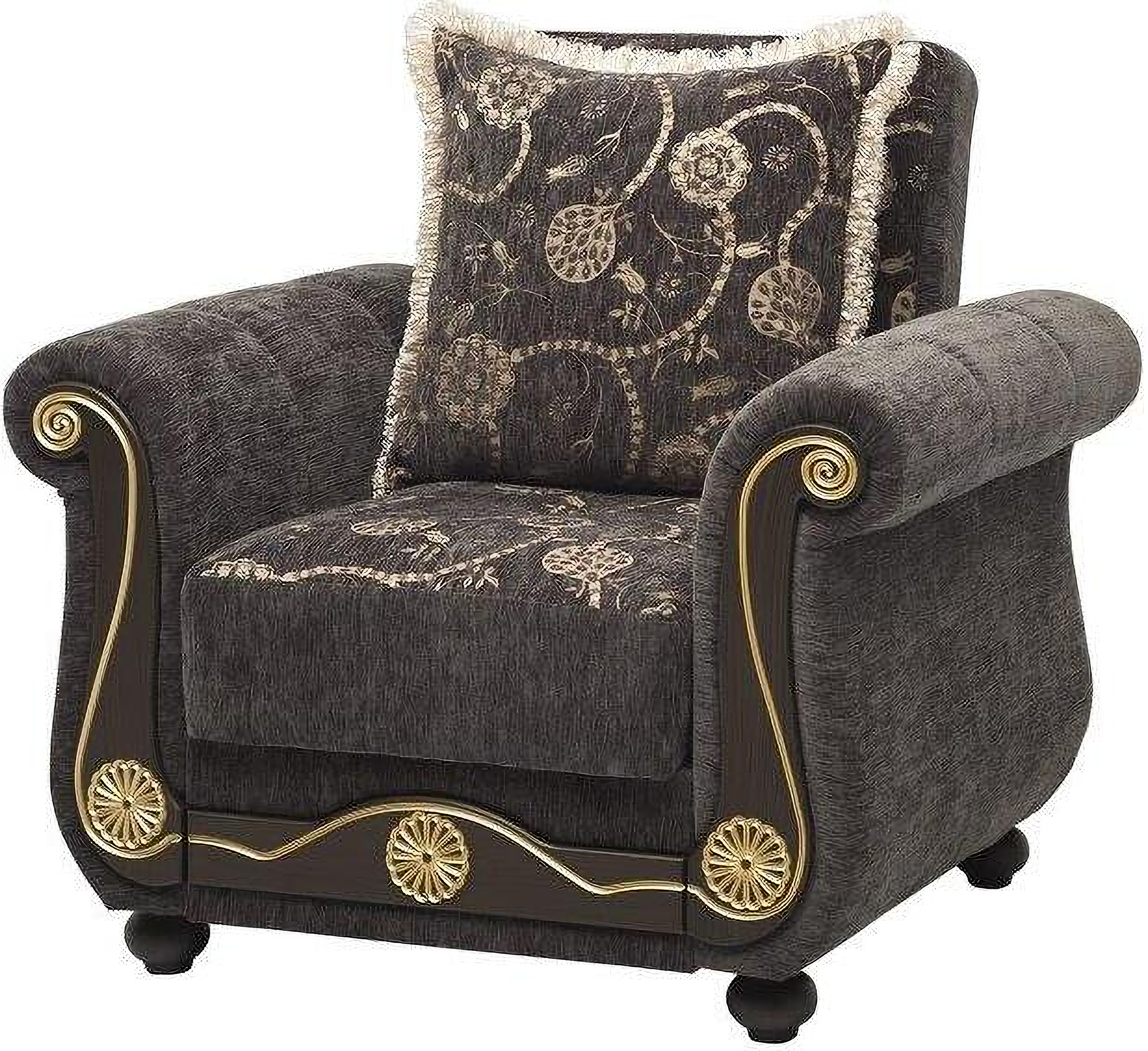 Americana Upholstered Convertible Armchair with Storage In Gray by