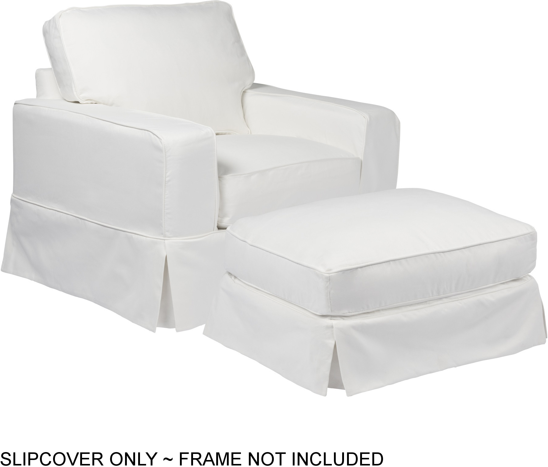 Americana White Slipcover Set For Box Cushion Track Arm Chair And Ottoman 1stopbedrooms