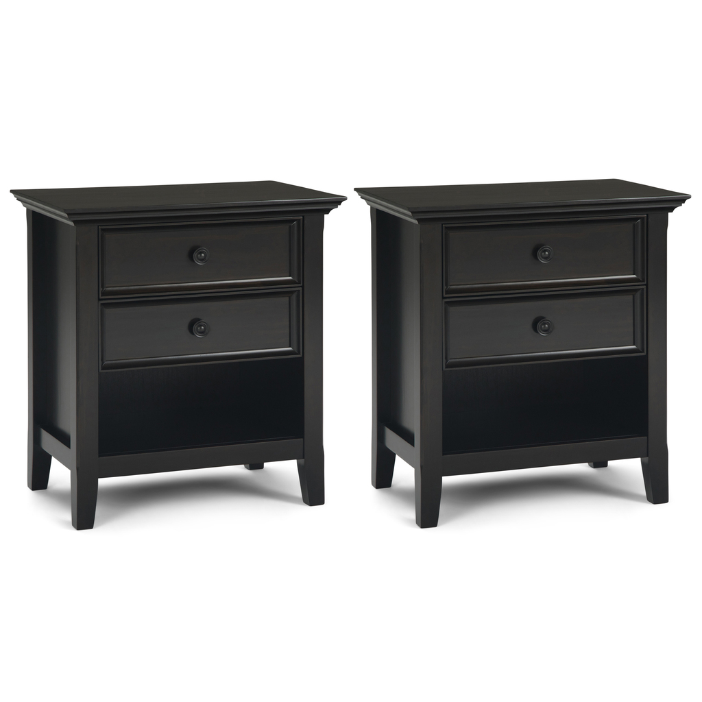 Amherst 24 Inch Solid Wood Bedside Table Set of 2 In Hickory Brown by ...
