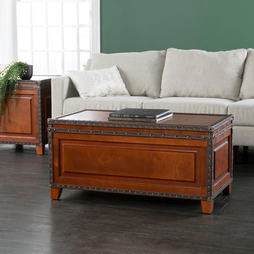 Rhino Luxury Faux Leather End Table Trunk with Feet