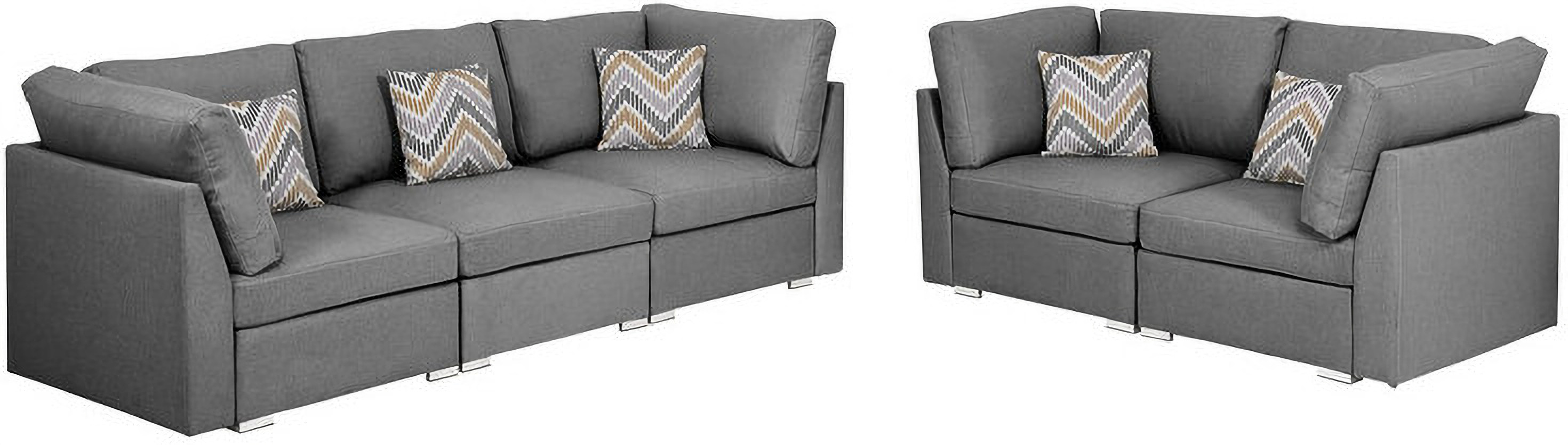 Amira Gray Fabric Sofa and Loveseat Living Room Set with Pillows