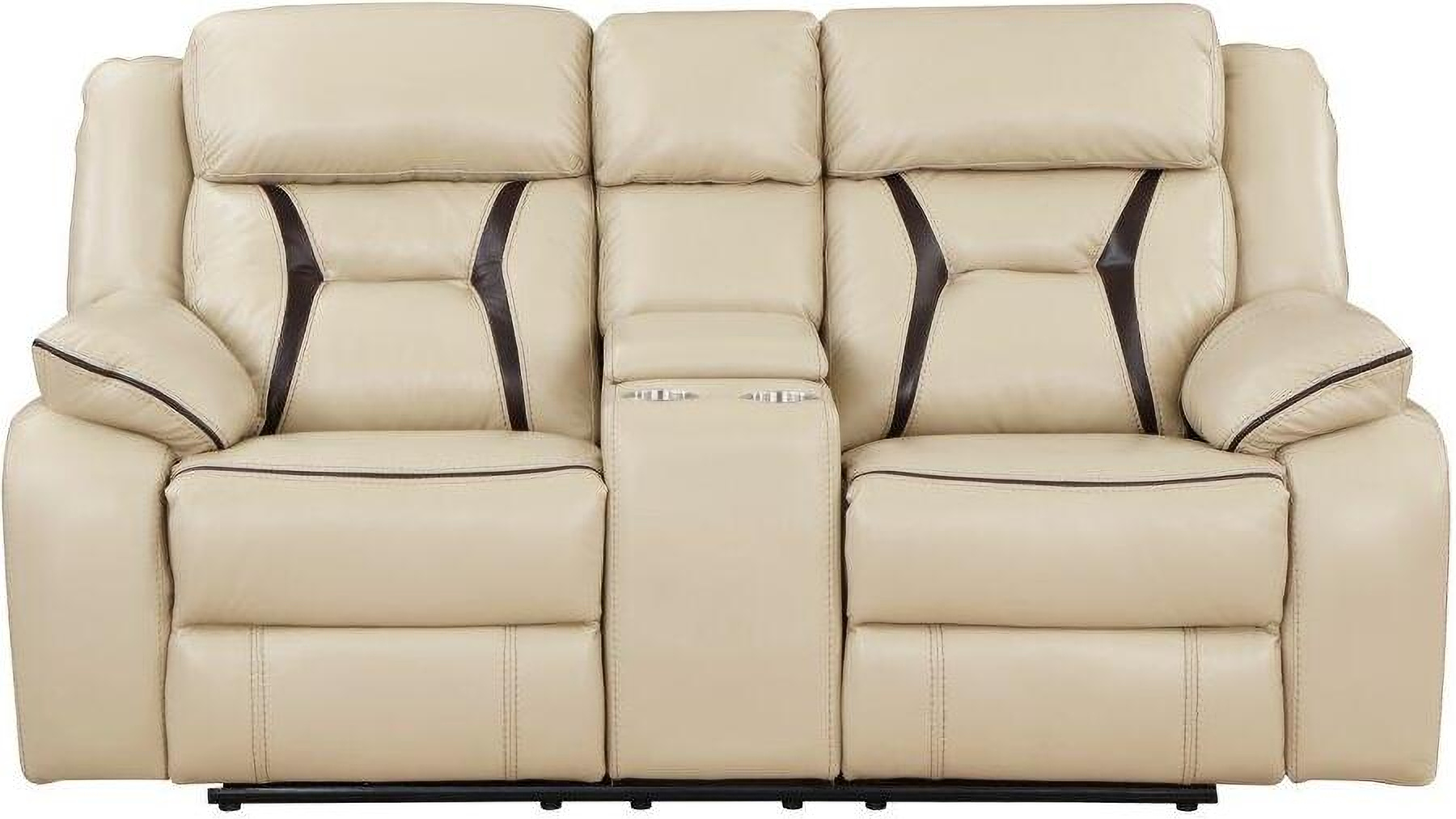 Amite Power Double Reclining Love Seat With Center Console In Beige ...